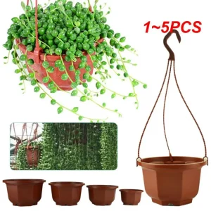 1~5PCS Planter Plastic Octagonal Hanging Basket Plant Flower Pot Hanger Holder Wall Decoration for Courtyard Garden Balcony