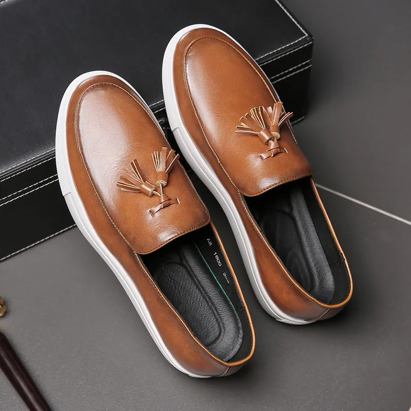 Fashion Men Tassel Loafers Shoes Leather Business Shoes Designer Wedding Party Shoes Big Size 47 46 Mens Flats Driving Shoes Men