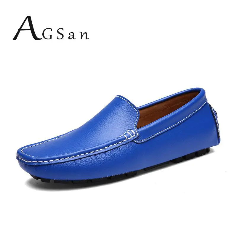 Genuine Leather Men loafers Moccasins Blue Men Driving Shoes Big Size 38-47 Designer Italian Loafers Shoes Wedding Casual Shoes