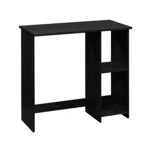 Mainstays Small Space Writing Desk with 2 Shelves, True Black Oak Finish, desk table