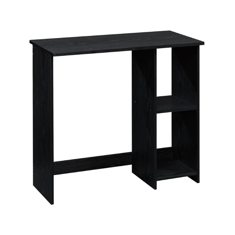 Mainstays Small Space Writing Desk with 2 Shelves, True Black Oak Finish, desk table